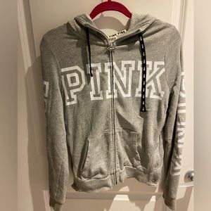 PINK Grey Zip Up Hoodie
